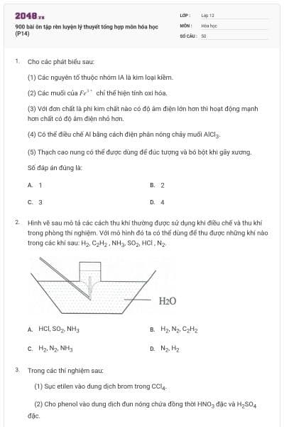 900 bài ôn tập rèn luyện lý thuyết tổng hợp môn hóa học (P14)