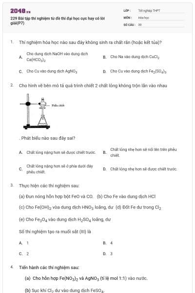 229 Bài tập thí nghiệm từ đề thi đại học cực hay có lời giải(P7)