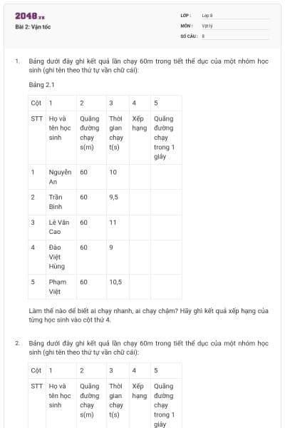 Bài 2: Vận tốc