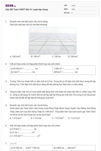 Giải VBT Toán 5 KNTT Bài 18. Luyện tập chung