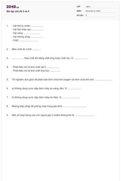 Bài tập chủ đề 3 và 4