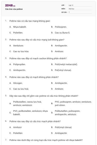 Cấu trúc của polime
