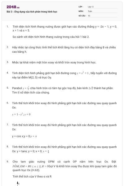 Bài 3 : Ứng dụng của tích phân trong hình học