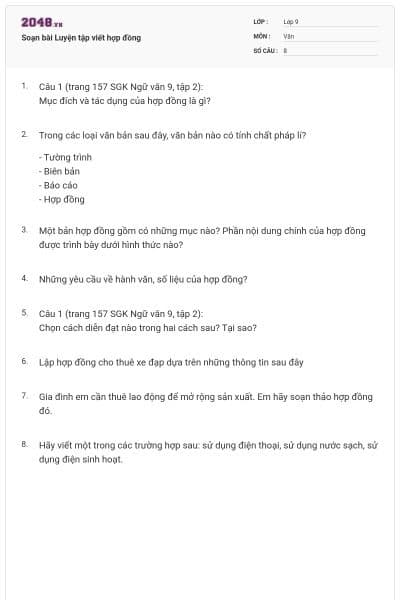 Soạn bài Luyện tập viết hợp đồng