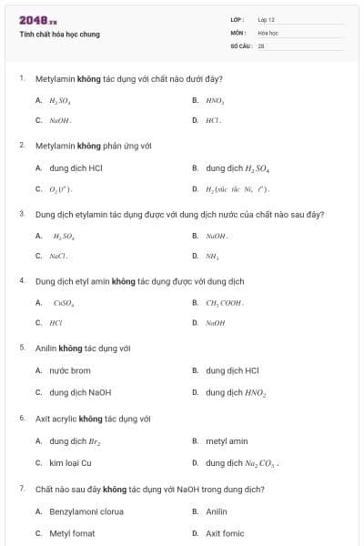 Tính chất hóa học chung
