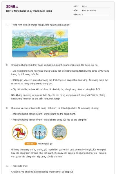 Bài 46: Năng lượng và sự truyền năng lượng