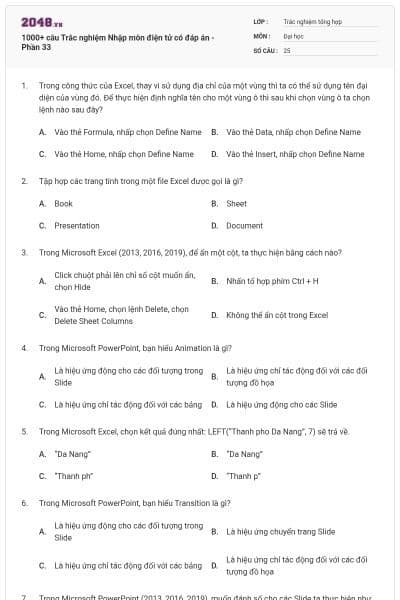 1000+ câu Trắc nghiệm Nhập môn điện tử có đáp án - Phần 33