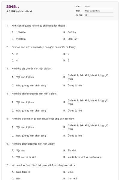A.5: Bài tập kính hiển vi