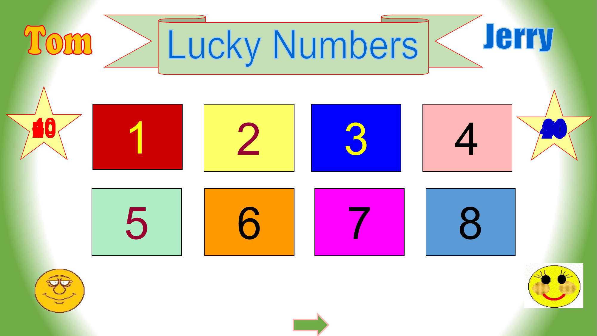 40
30
20
80
70
60
10
50
 1 2 3 4 60
 30
 70
 40
 10
 50
 20

 5 6 7 8