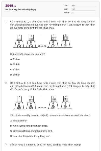 Bài 24: Công thức tính nhiệt lượng