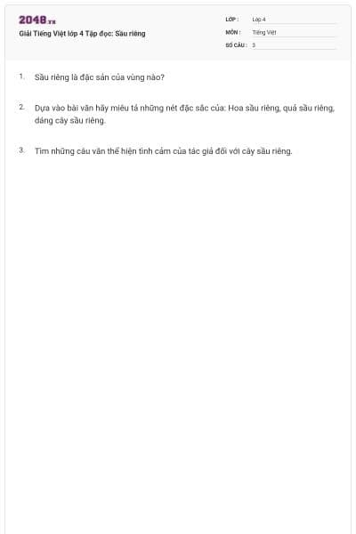 Giải Tiếng Việt lớp 4 Tập đọc: Sầu riêng