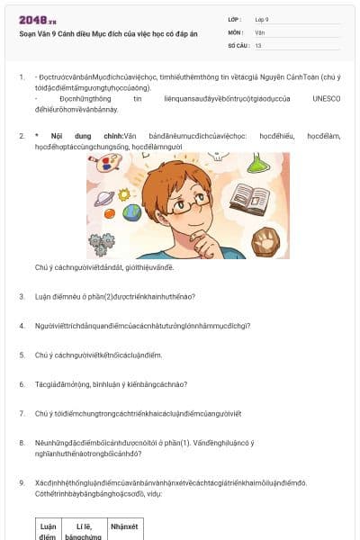 Soạn Văn 9 Cánh diều Mục đích của việc học có đáp án