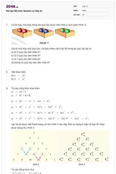 Bài tập Nhị thức Newton có đáp án
