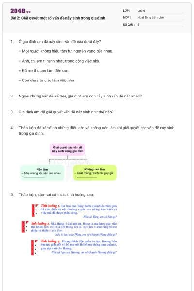 Bài 2: Giải quyết một số vấn đề nảy sinh trong gia đình