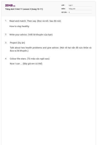 Tiếng Anh 5 Unit 11 Lesson 3 (trang 10-11)