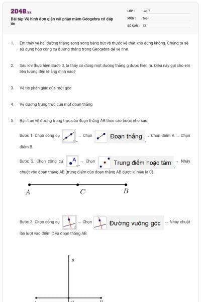 Bài tập Vẽ hình đơn giản với phần mềm Geogebra có đáp án
