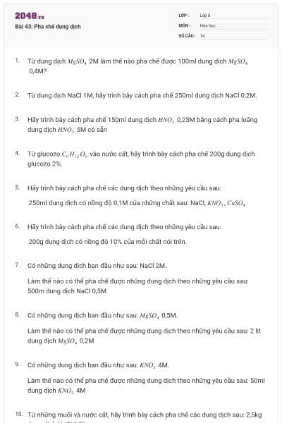 Bài 43: Pha chế dung dịch
