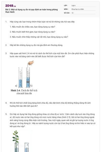 Bài 2: Một số dụng cụ đo và quy định an toàn trong phòng thực hành