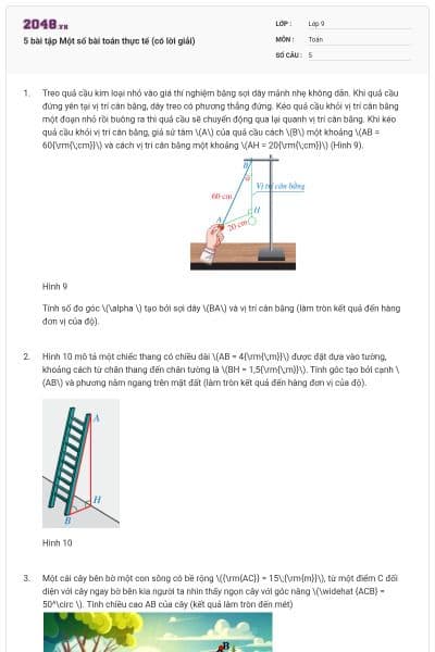 5 bài tập Một số bài toán thực tế (có lời giải)