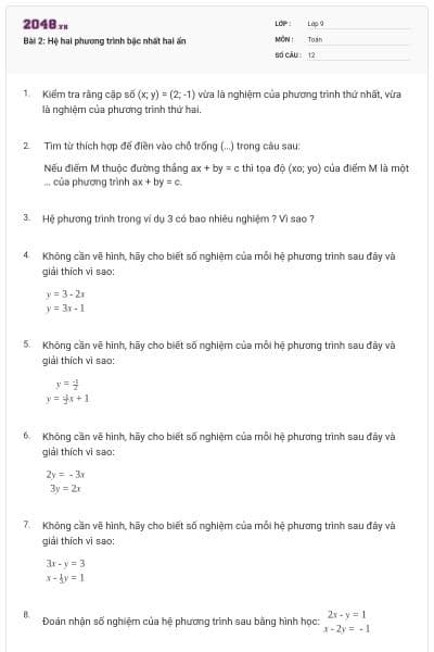 Bài 2: Hệ hai phương trình bậc nhất hai ẩn