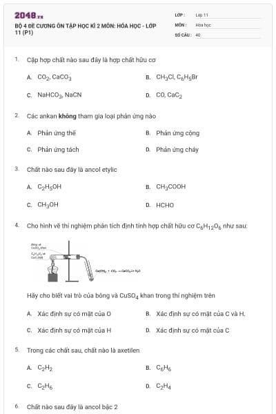 BỘ 4 ĐỀ CƯƠNG ÔN TẬP HỌC KÌ 2 MÔN: HÓA HỌC - LỚP 11 (P1)