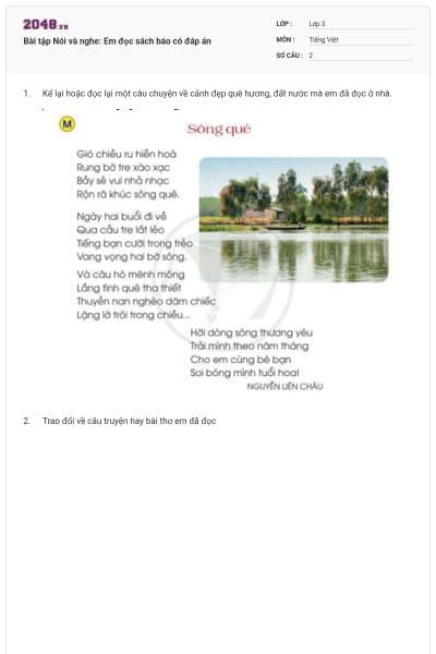 Bài tập Nói và nghe: Em đọc sách báo có đáp án