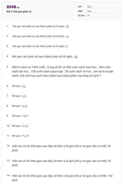 Bài 4: Rút gọn phân số