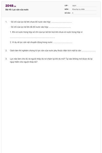 Bài 45: Lực cản của nước