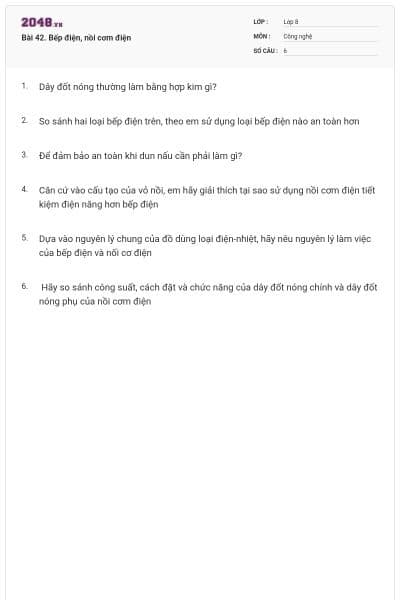 Bài 42. Bếp điện, nồi cơm điện