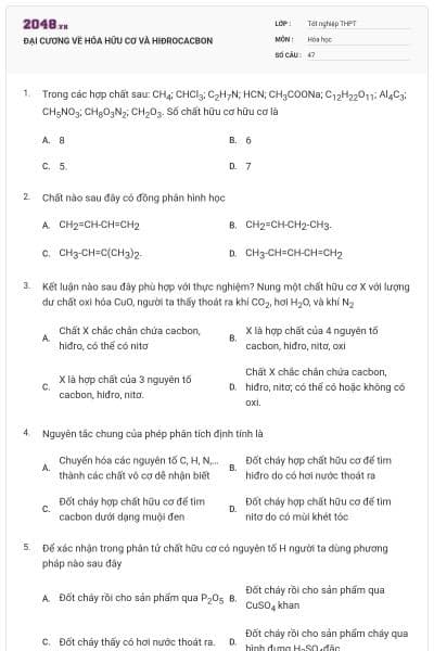 ĐẠI CƯƠNG VỀ HÓA HỮU CƠ VÀ HIĐROCACBON