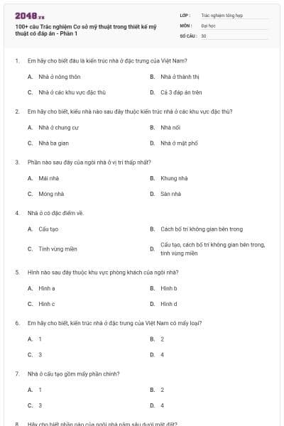 100+ câu Trắc nghiệm Cơ sở mỹ thuật trong thiết kế mỹ thuật có đáp án - Phần 1
