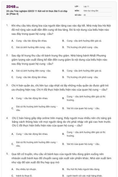 20 câu Trắc nghiệm GDCD 11 Kết nối tri thức Bài 5 có đáp án (Phần 4)