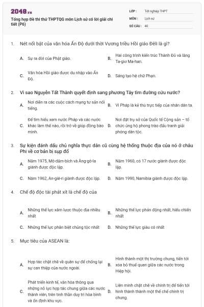 Tổng hợp Đề thi thử THPTQG môn Lịch sử có lời giải chi tiết (P6)