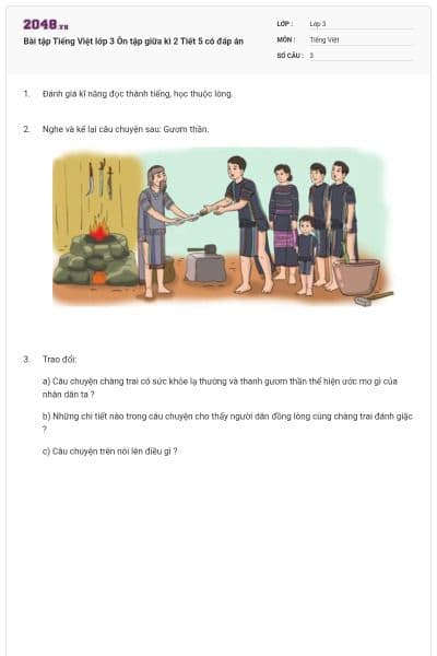 Bài tập Tiếng Việt lớp 3 Ôn tập giữa kì 2 Tiết 5 có đáp án