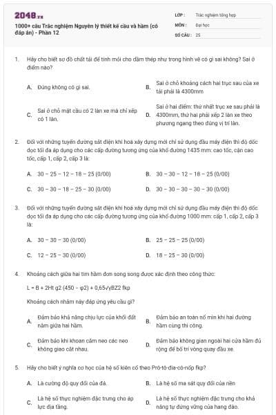 1000+ câu Trắc nghiệm Nguyên lý thiết kế cầu và hầm (có đáp án) - Phần 12