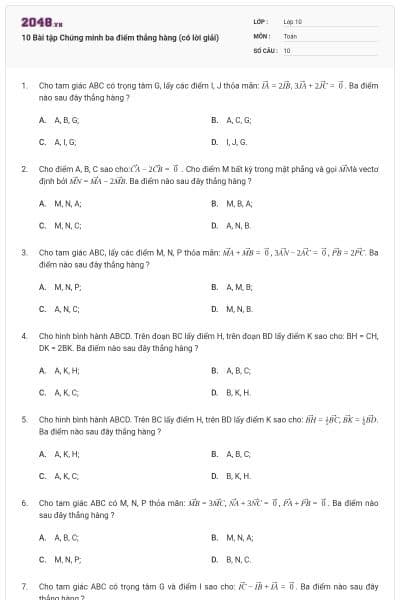 10 Bài tập Chứng minh ba điểm thẳng hàng (có lời giải)
