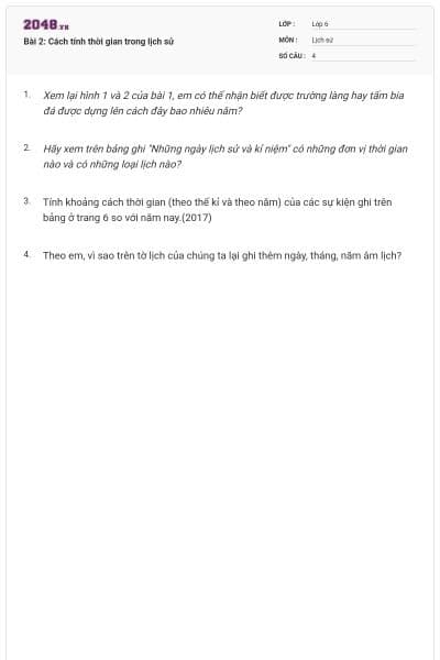 Bài 2: Cách tính thời gian trong lịch sử