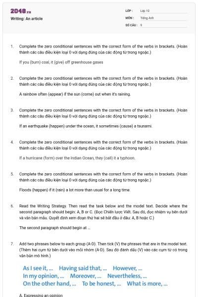 Writing: An article