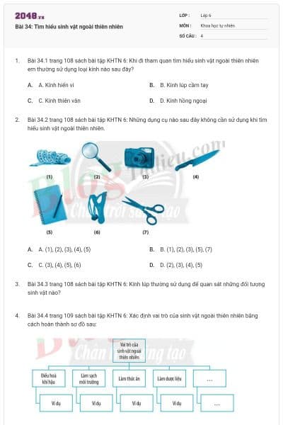 Bài 34: Tìm hiểu sinh vật ngoài thiên nhiên