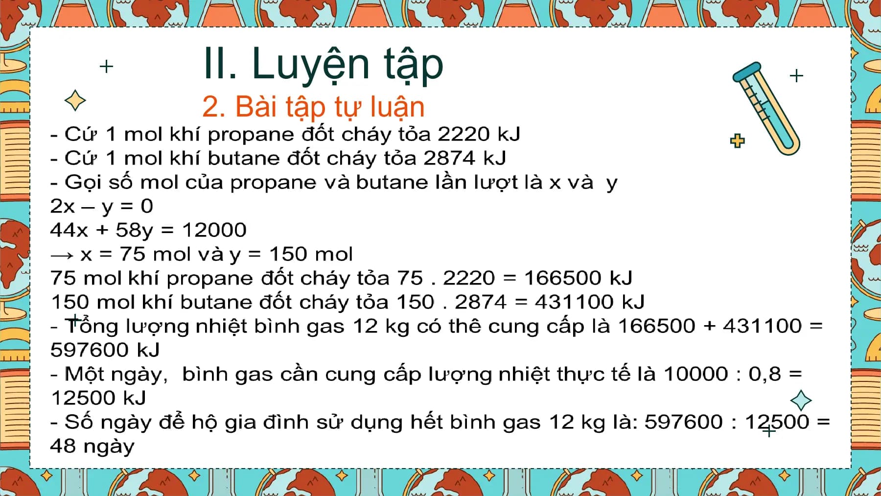 II. Luyện tập
2. Bài tập tự luận