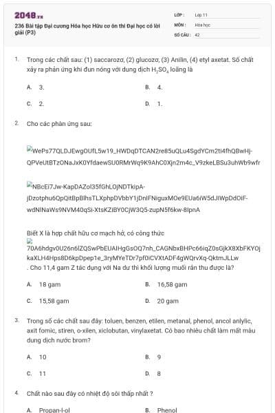 236 Bài tập Đại cương Hóa học Hữu cơ ôn thi Đại học có lời giải (P3)