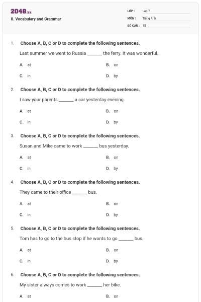 II. Vocabulary and Grammar