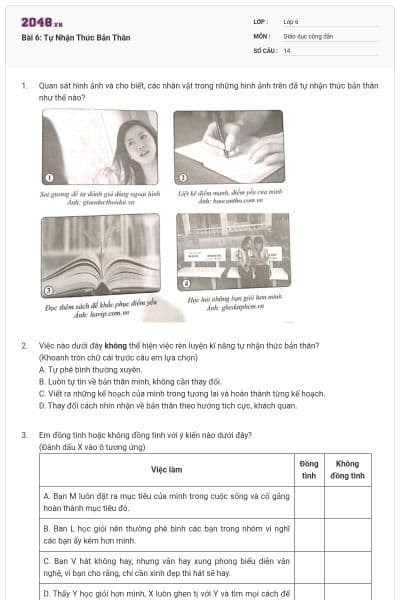 Bài 6: Tự Nhận Thức Bản Thân