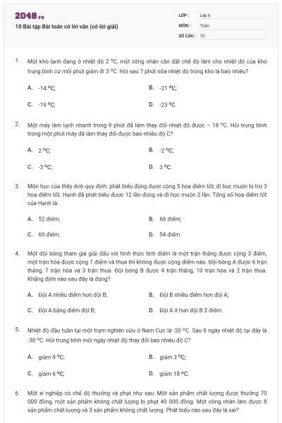 10 Bài tập Bài toán có lời văn (có lời giải)