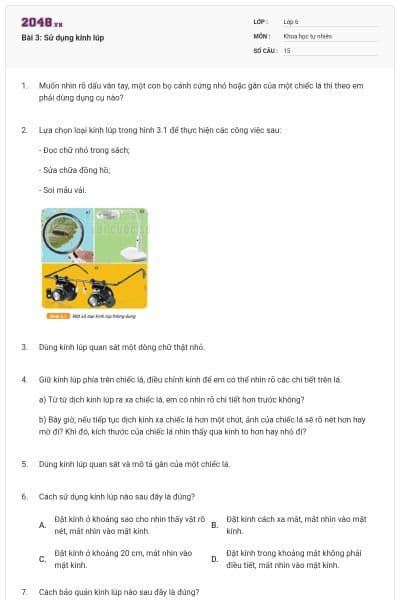 Bài 3: Sử dụng kính lúp