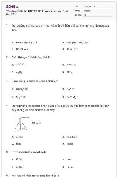 Tổng hợp đề thi thử THPTQG 2019 Hóa học cực hay có lời giải (P9)