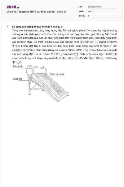 Đề ôn thi Tốt nghiệp THPT Vật lý có đáp án - Đề số 19
