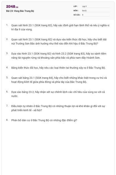 Bài 23: Vùng Bắc Trung Bộ