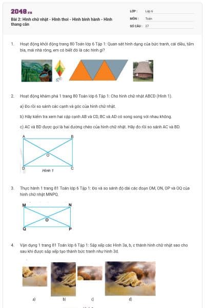 Bài 2: Hình chữ nhật - Hình thoi - Hình bình hành - Hình thang cân