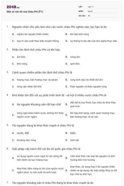 Một số vấn đề của Châu Phi (P1)